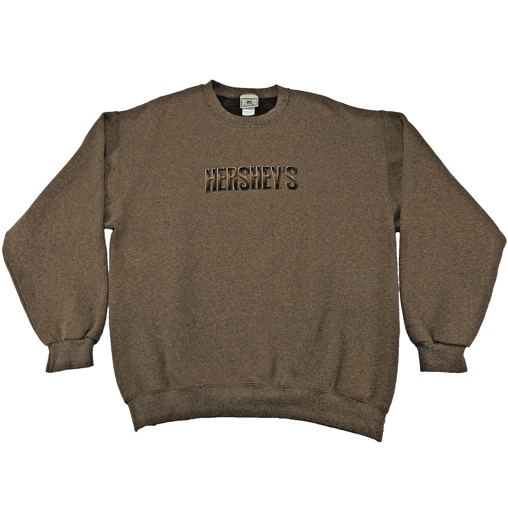 Lee Hershey's Brown Heavyweight‎ Crewneck Sweatshirt XL Vintage 90s Promo Logo